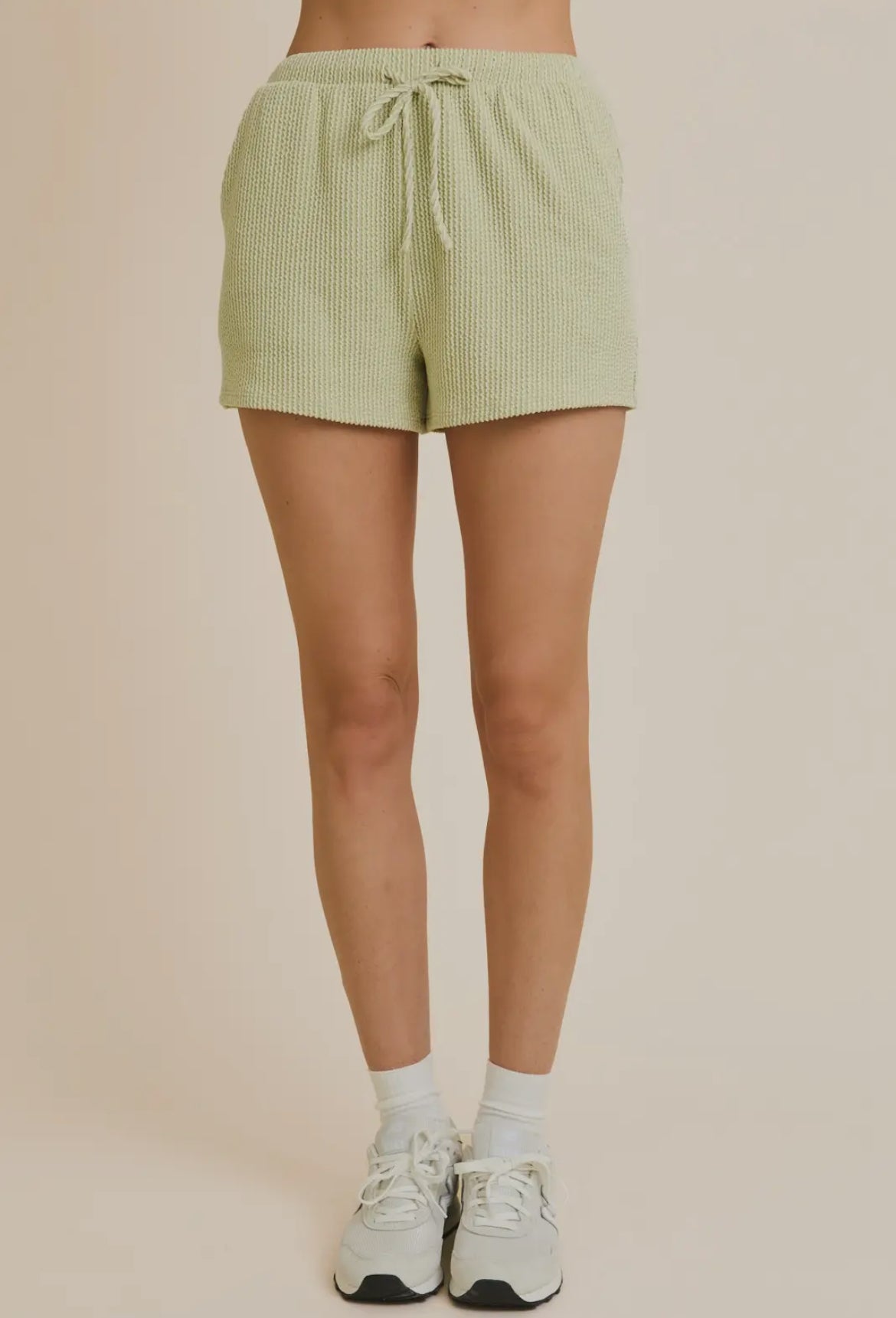 Knit Ribbed Shorts- Light green
