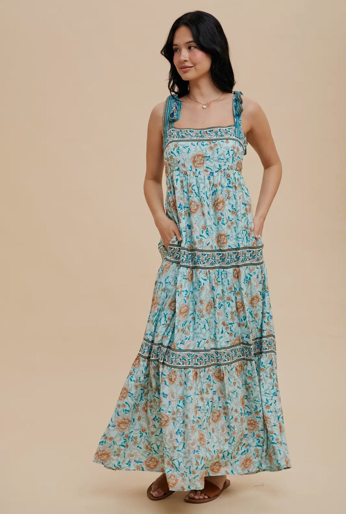 Border Print Maxi Dress