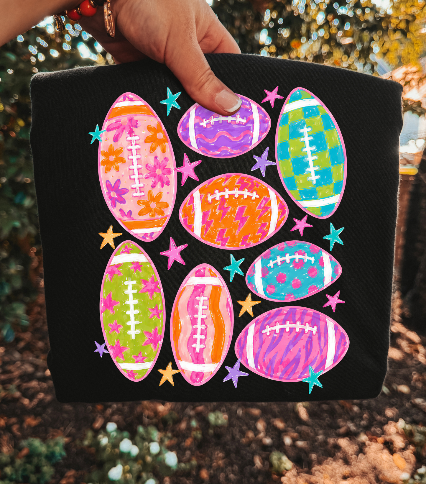 Neon Footballs Comfort Colors Tshirt