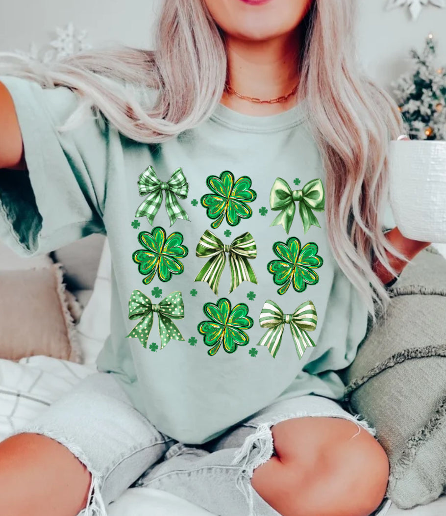 Bows and Clovers Comfort Colors Tee