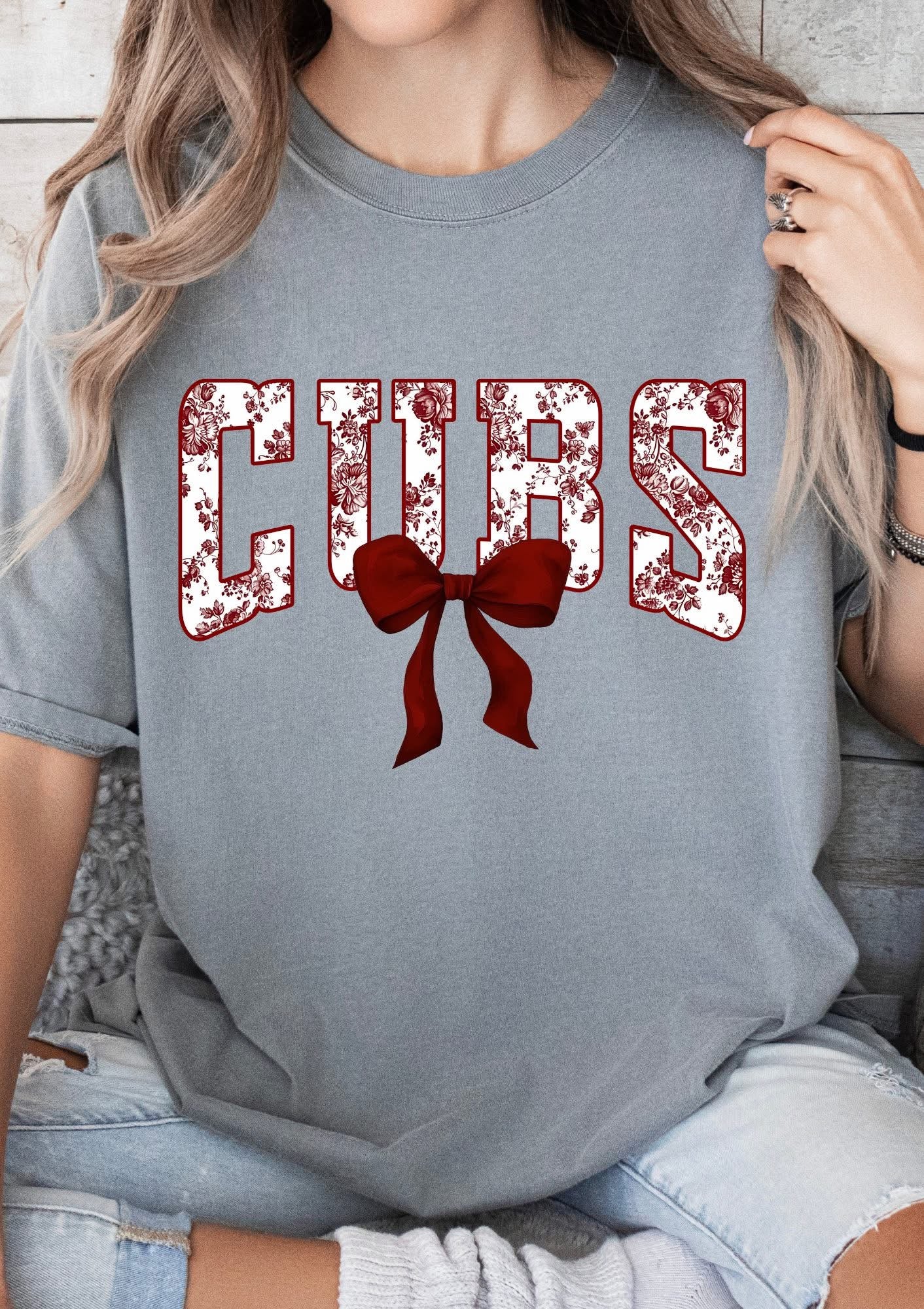 Cubs Toile Bow Tshirt