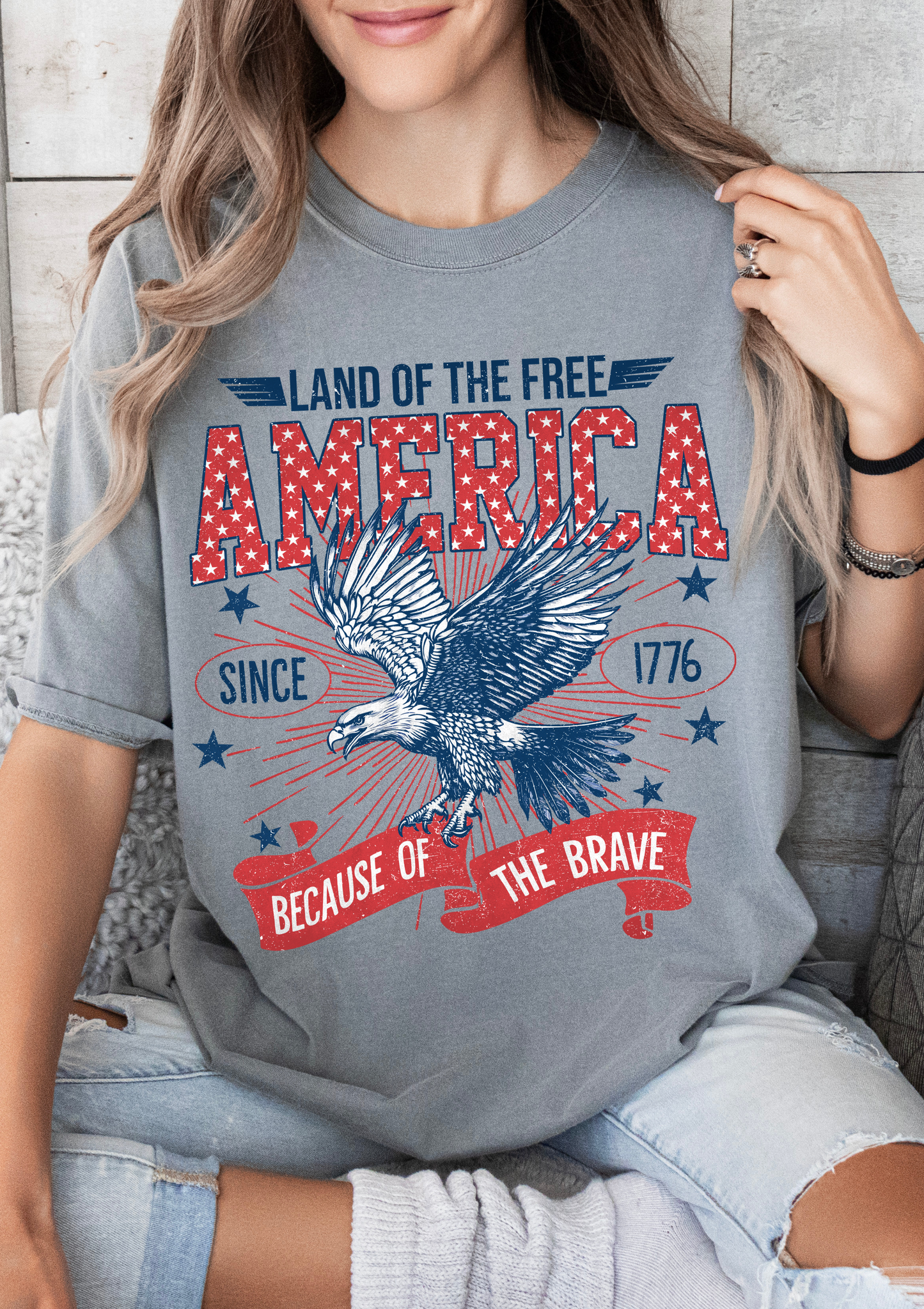 Vintage Land of The Free Comfort Colors Tee