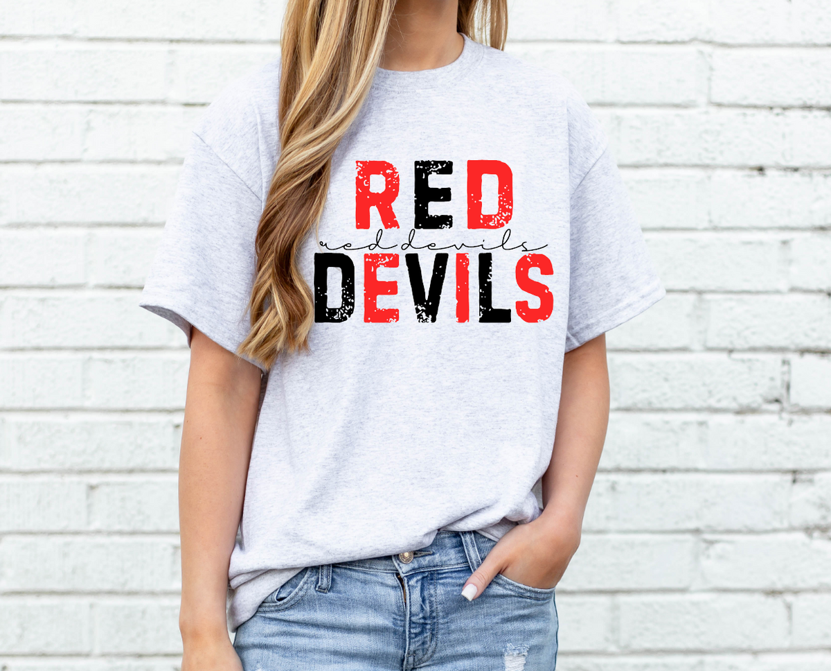 Red Devils Distressed Letters