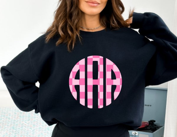 Pink Checker Monogram Sweatshirt