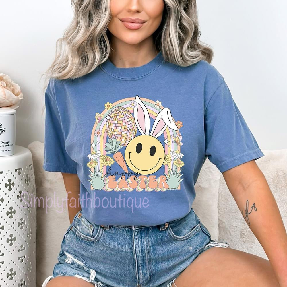 Happy Easter Retro Bunny- COMFORT COLORS