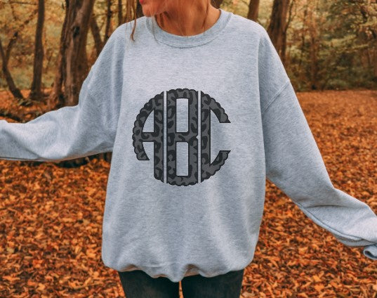 Matte Black Leopard Monogram