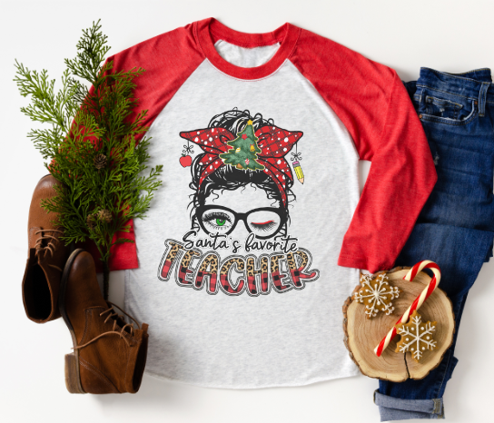 Santa's Favorite Teacher Raglan