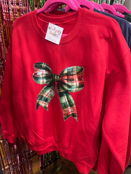 Plaid Bow Sweatshirt