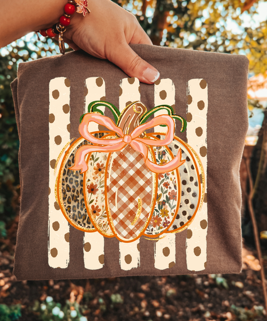 Preppy Fall Pumpkin Comfort Colors Tshirt
