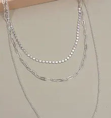 Multi Layer Silver Chain Necklace