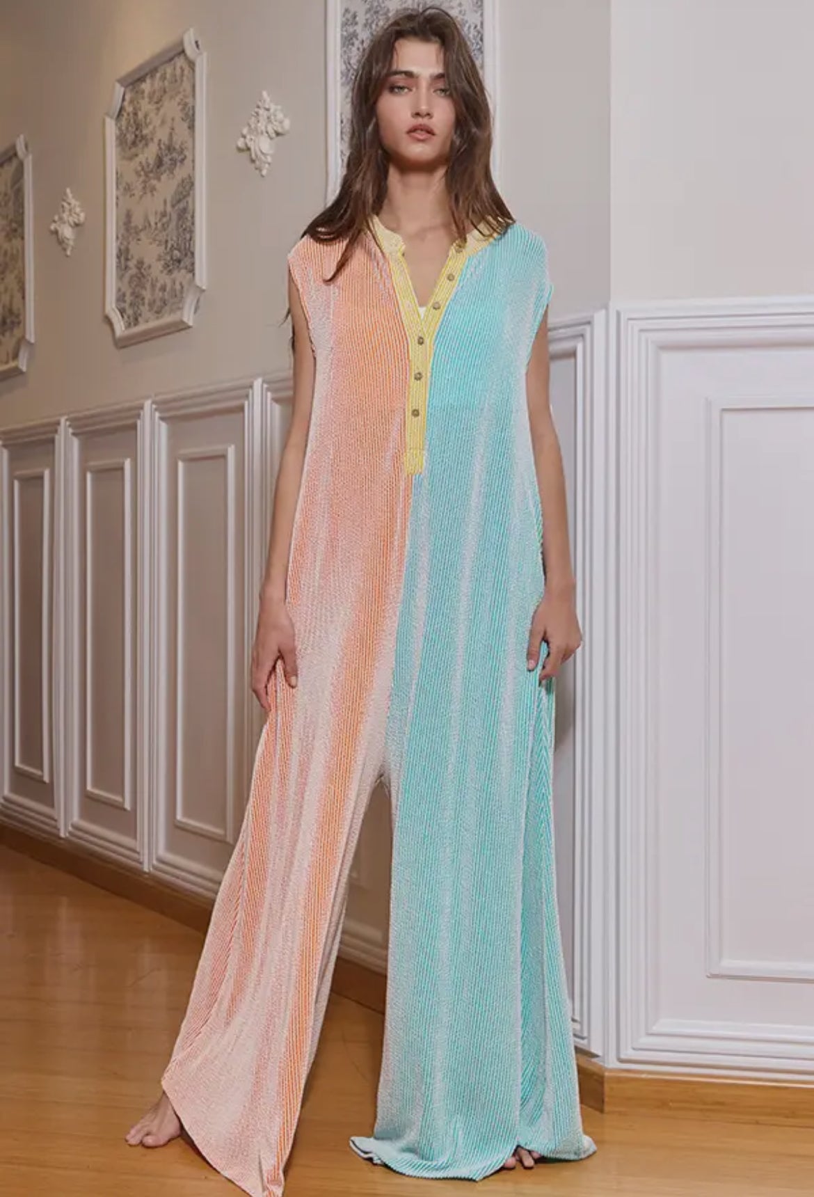 Sherbet Wide Leg Ribbed Jumper