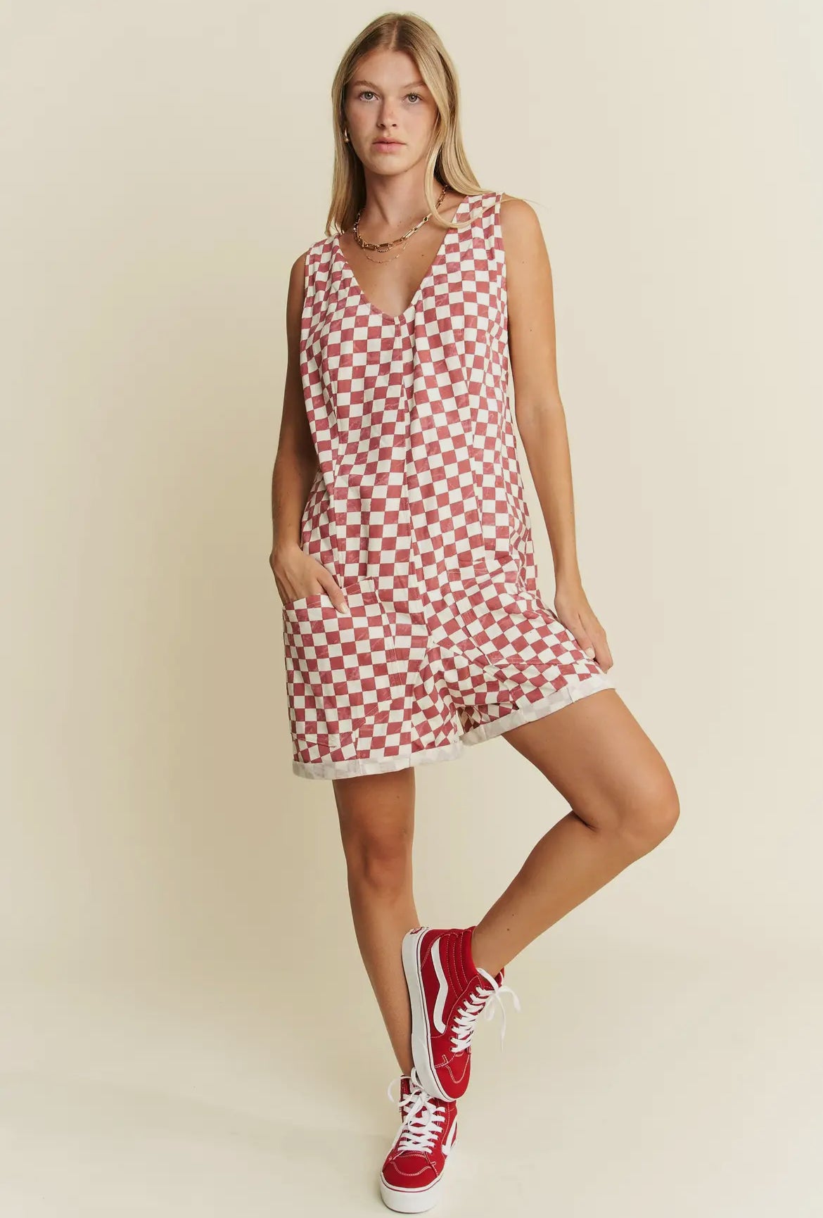 Red Check Romper