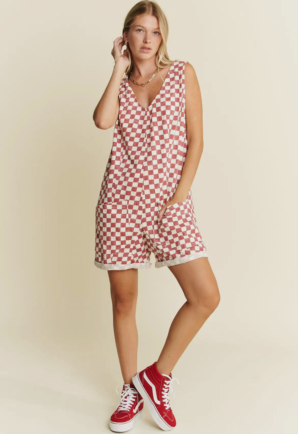 Red Check Romper