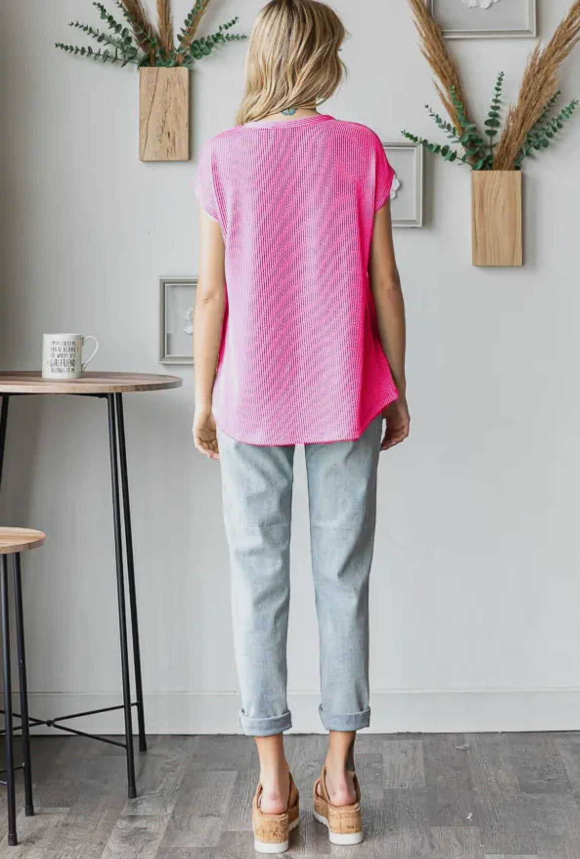Ribbed Knit Bubblegum Top