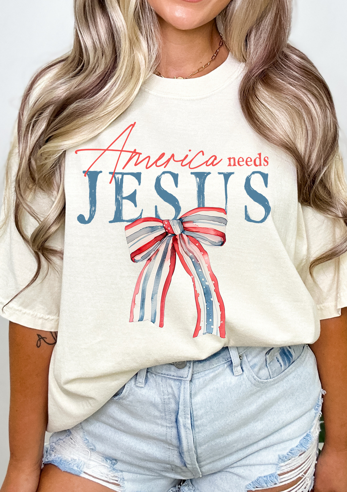 America Needs Jesus Comfort Colors Tee