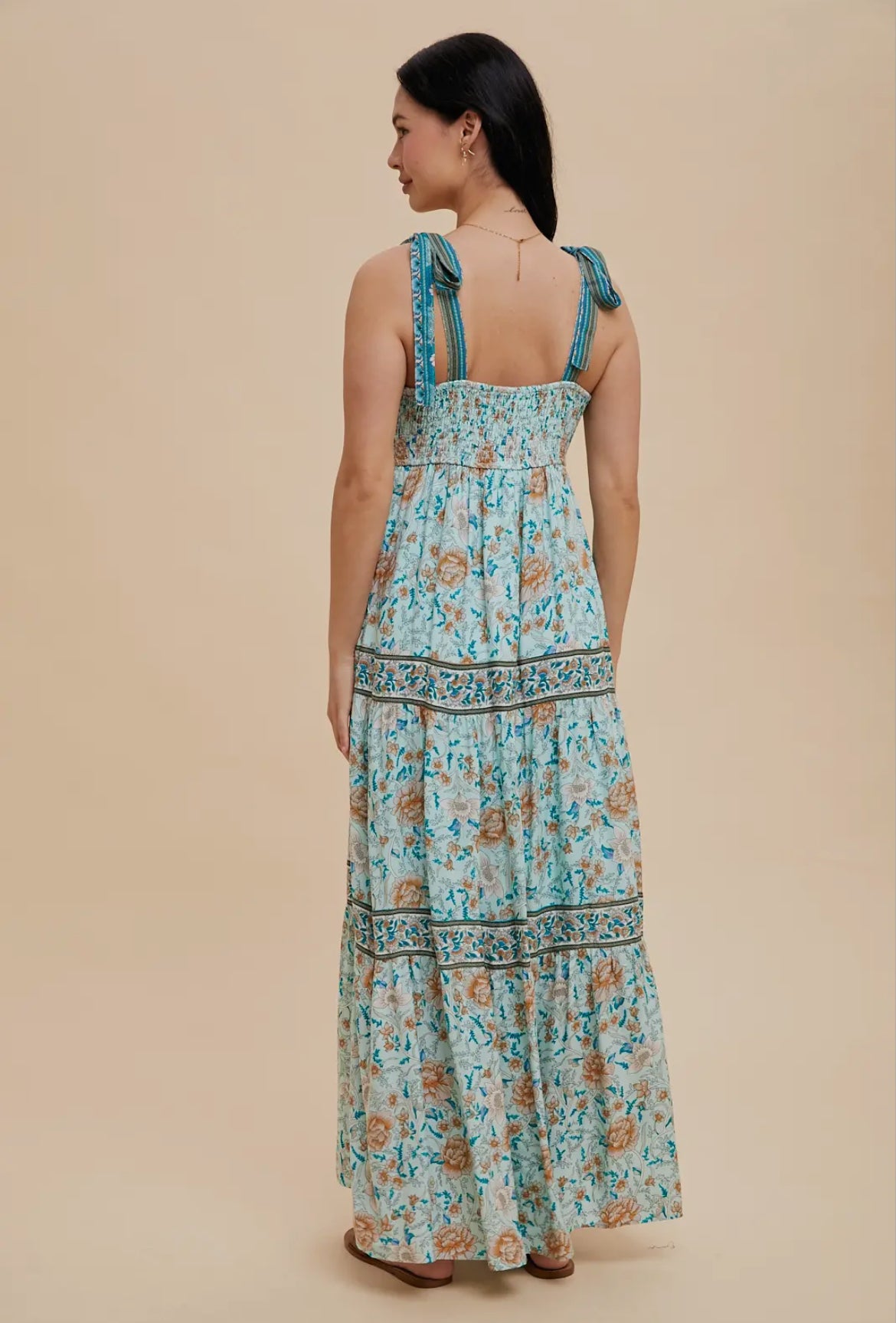 Border Print Maxi  Dress
