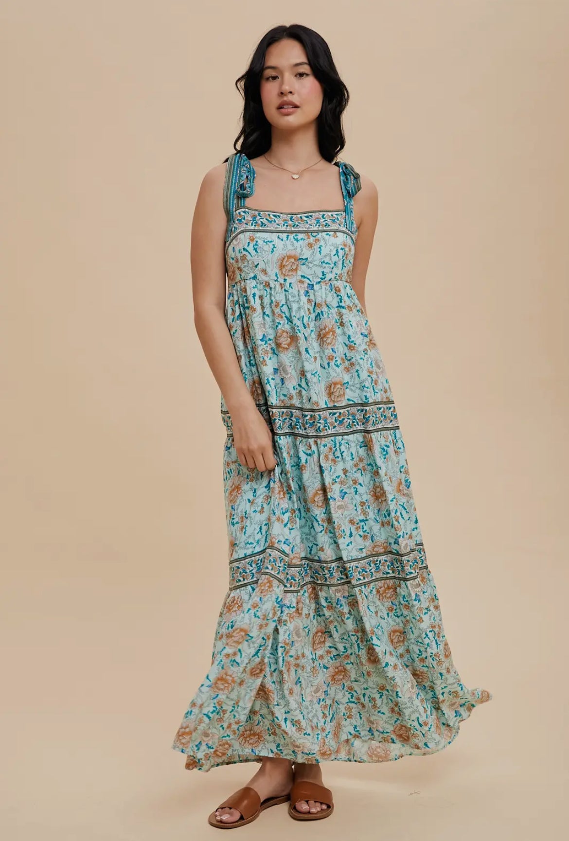 Border Print Maxi  Dress