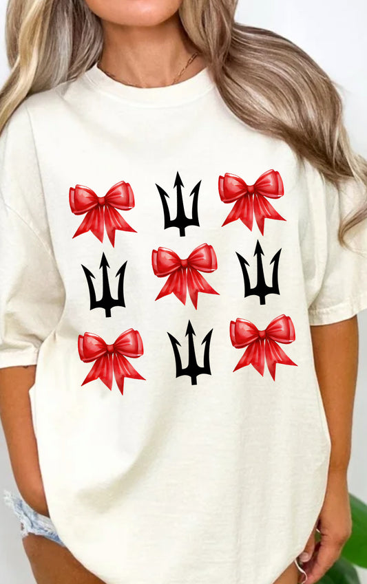 Red Devil Bow Comfort Color Tshirt