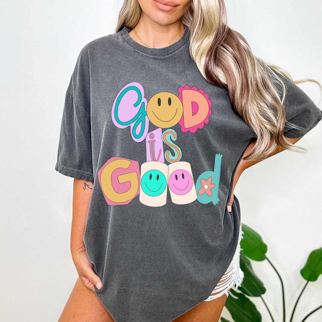 God is Good Collage Comfort Colors Tee