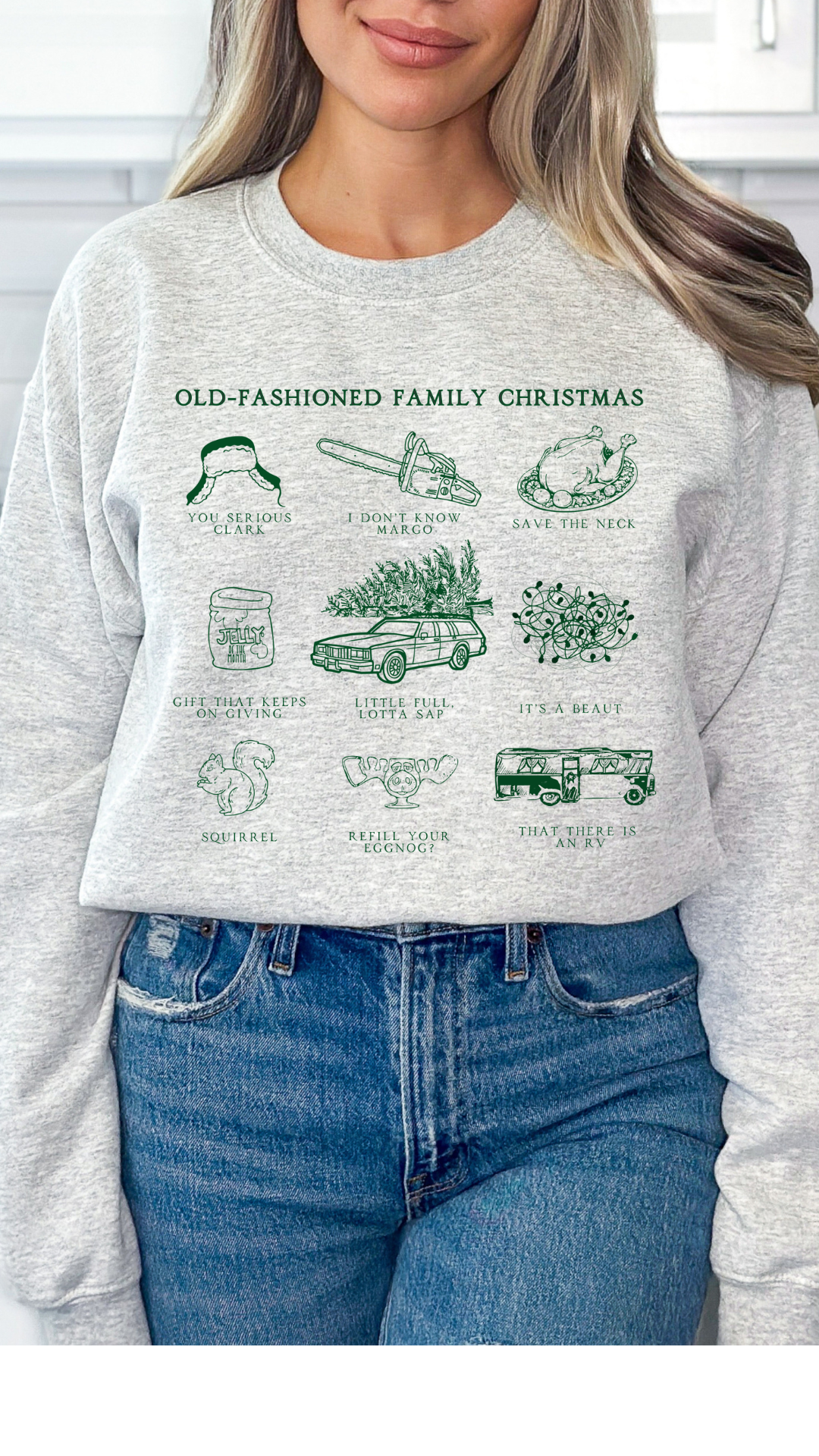 Old Fashioned Family Christmas Print Sweatshirt