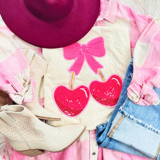 Cherry Hearts Patch Tee