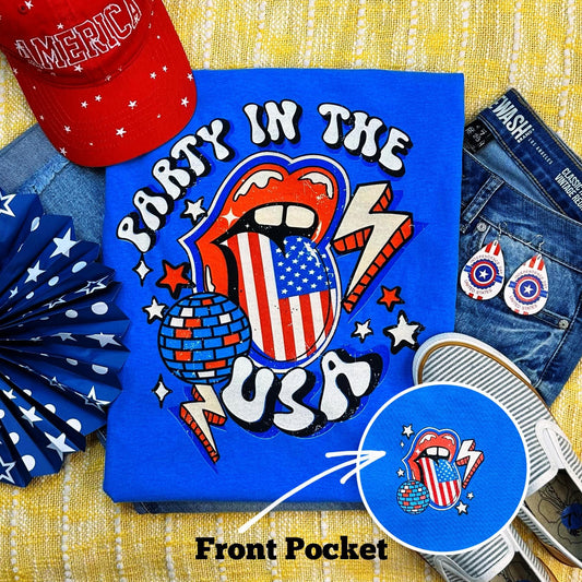 Party in the USA tongue Tee- FRONT&BACK
