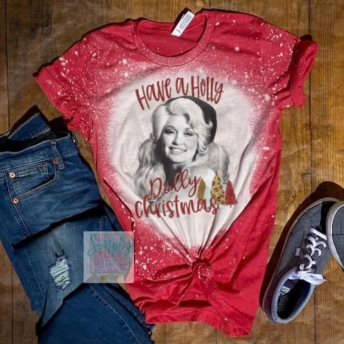 Holly Dolly Christmas Bleached Tee