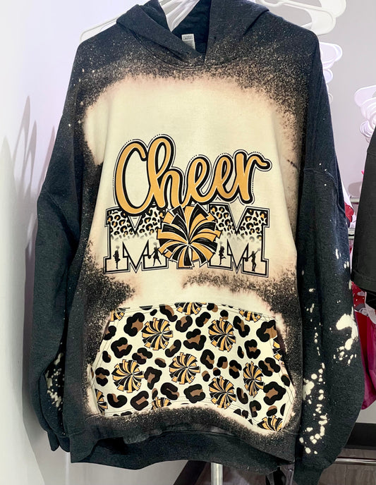 Cheer mom hoodie (black/yellow poms)