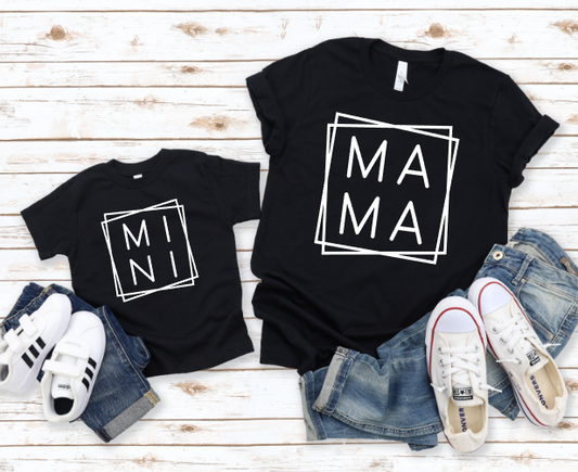 Mama and Mini Mama & Me Black Tees