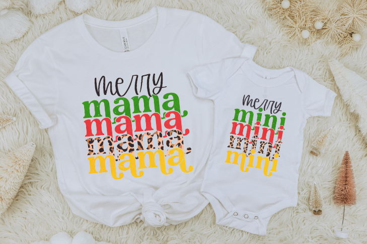 Merry Mama and Mini Stack Tees