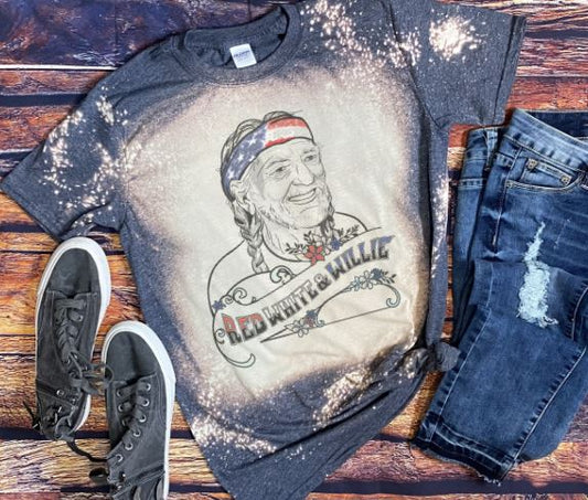 Red White and Willie Bleached Tee