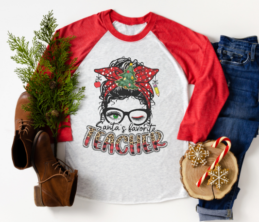 Santa's Favorite Teacher Raglan